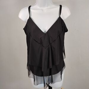 Sunsets Seperates Black Chiffon Wired Tankini Top 34D